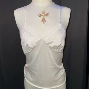 Chic White Lace Trim Chemise